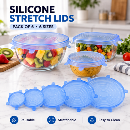 Microwave Safe Silicone Stretch Lids – Pack of 6