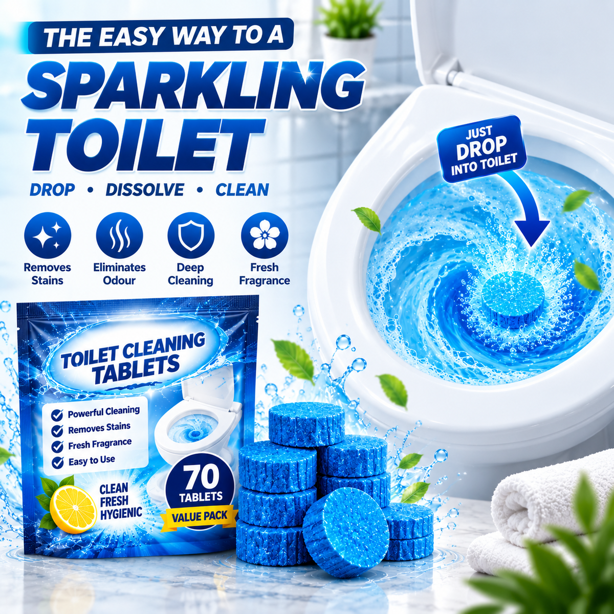 ✨Toilet Cleaning Tablet-Toilet Deodorizer Bathroom Cleaner Tablet 😍