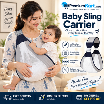 Premium Baby Sling Carrier | Adjustable Hip Seat Baby Carrier | Breathable Cotton Mesh